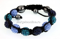 Shamballa bracelet with 9 beads sapphire, blue mountain, blue zircon - x1