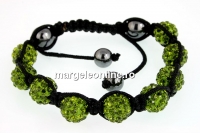 Bratara cu 9 margele shamballa olivine - x1