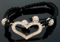 Shamballa bracelet with heart links, 36x20mm - x1