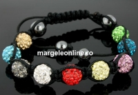 Bratara cu 9 margele shamballa multicolor- x1