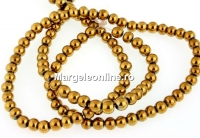 Golden hemalyke (hematit), round, 4mm