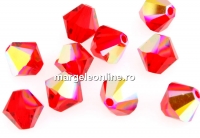 Swarovski, margele bicone, light siam AB, 4mm - x20