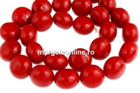 Perle tip Mallorca, disc, rosu intens, 13.5x10mm