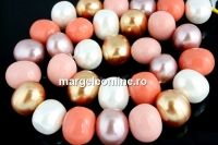 Perle tip Mallorca, drops, coral beauty mix, 16mm