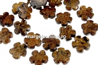 Margele bronzit natural, floare, 15.5mm