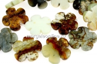 Margele jad floral natural, floare, 30mm