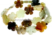 Margele jad floral natural, floare, 20mm
