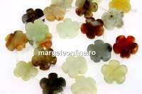 Margele jad floral natural, floare, 15.5mm
