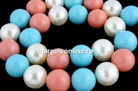 Perle tip Mallorca, rotund, multicolor, 10mm