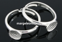 Baza inel argint 925, platou 7.5mm, interior reglabil - x1