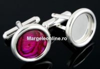Cufflink base, 925 silver, for cabochon 12mm - x1 pair