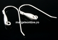 Earring findings, fish, 925 silver, 11.5mm - x1pair