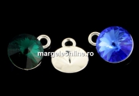 Pendant base, 925 silver, rivoli 6mm - x2