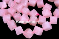 Pink quartz, cube, 8x6mm