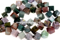 Indian agate, cube, 8x6mm