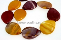 Mookaite, flat drop, 40x30mm