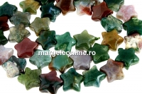 Margele agate indiene, stea, 12mm