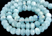 Margele acvamarin natural, rondele fatetate, 8.5x6mm