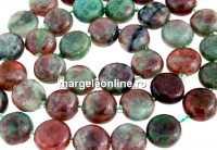 Margele granat verde natural, disc, 9.5mm