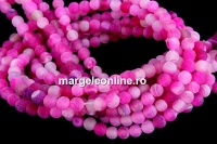 Frosted agate, pink, round, 4mm