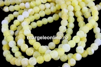 Frosted agate, lime yellow, round, 6mm