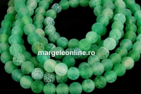 Margele agate frosted, round, verde, 6mm
