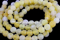 Margele agata galben lamaie cu aspect frosted, rotund, 8mm