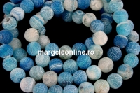 Frosted agate, intense blue sea, round, 8mm