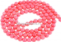 Coral beads, pink, round, 4mm