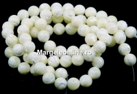 Mother of shell, white-ivory, round, 10mm
