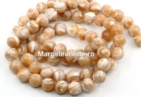 Margele sidef natural, alb-bej auriu, rotund, 8mm