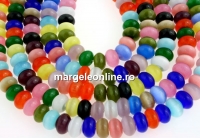 Cat eye beads, rings, multicolor, 8x5mm