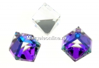 Swarovski, cube cabochon, heliotrope, 6mm - x1