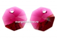 Swarovski, octagon pendant, ruby, 14mm - x1