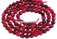Intense fuchsia lace agate, faceted round, 4mm