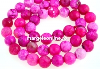 Crab fire agate, intense pink, faceted round, 8mm