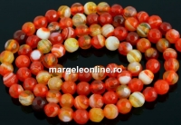 Orange lace agate, faceted round, 4mm