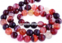 Dark red lace agate, faceted round, 6mm
