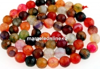 Dragon vein agate, multicolor, faceted round, 6mm