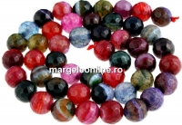 Dragon vein agate, multicolor, faceted round, 8mm