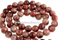 Red brown jade, round, 8mm