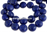 Natural turquoise stone, blue lapis, flat disc, 12mm