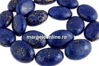 Natural turquoise stone, blue lapis, flat oval, 25x18mm