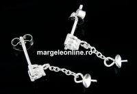 Tortite cercei argint 925, cu cristal si platou 4mm cu pin, - x1per