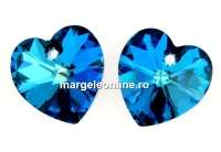 Swarovski, pandantiv inima, bermuda blue, 10mm - x2