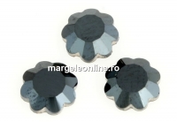 Swarovski, cabochon hotfix floare, jet hematite, 7mm - x2