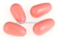 Perle Swarovski picatura, pink coral, 11.5x6mm - x2