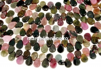 Multicolor natural tourmaline, briolette, 8x6mm