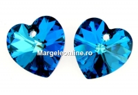 Swarovski, pandantiv inima, bermuda blue, 18mm - x1