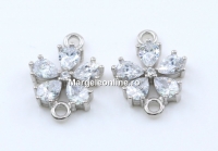 Link, flower, rhodium-plated 925 silver, 15x10.5mm - x1